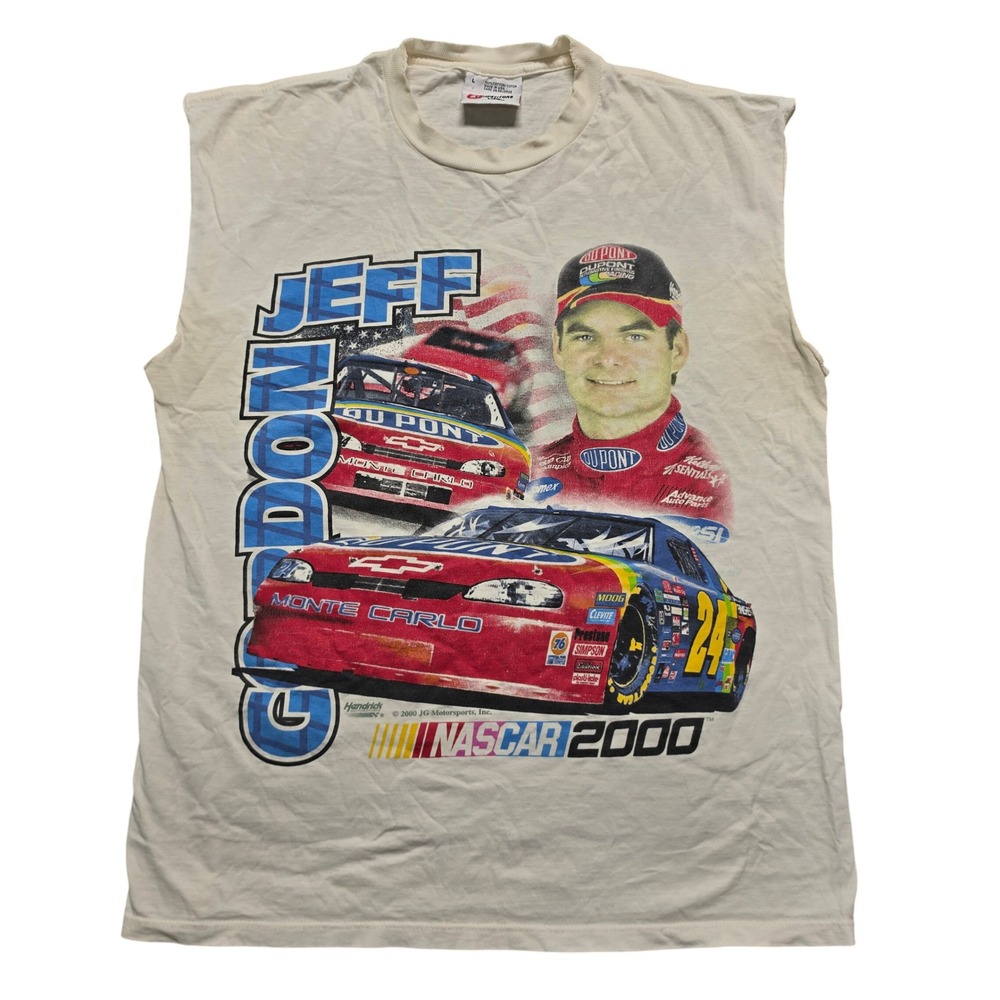 Y2K Muscle Tee Mens L White Jeff Gordon NASCAR 2000 Winston Cup